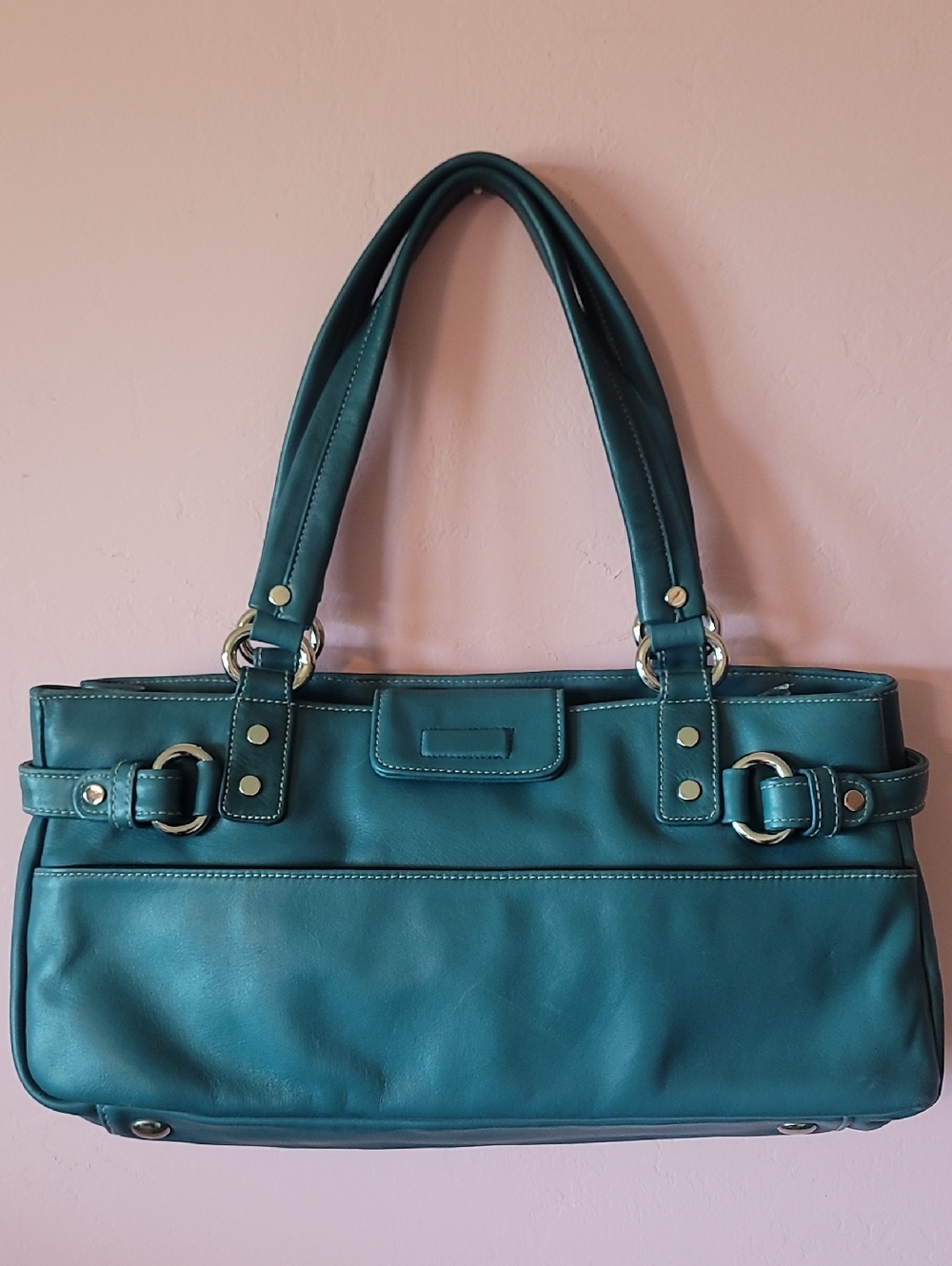Perlina Teal Aqua Leather Handbag Purse